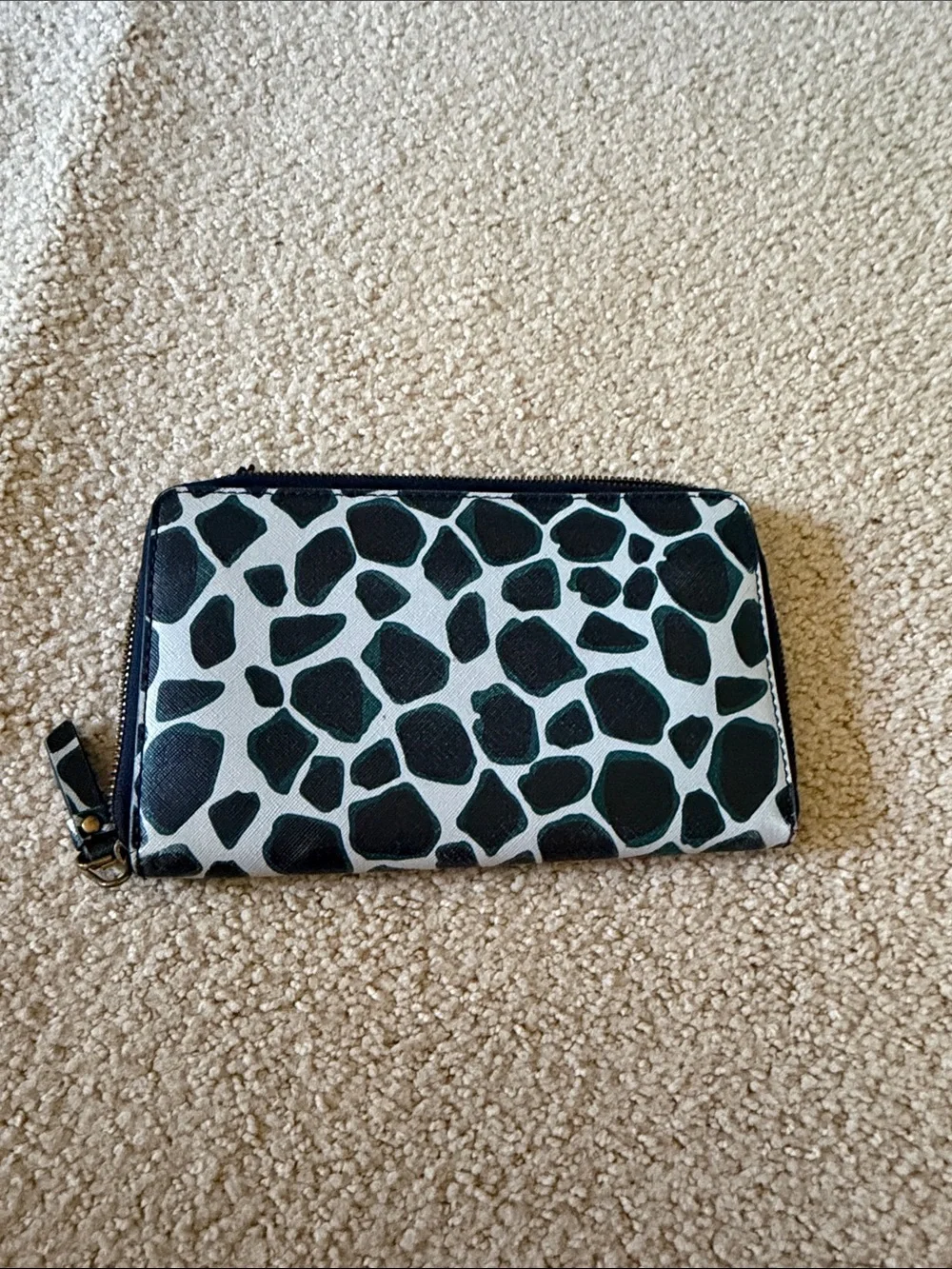 Anne Klein Black and White Patterned Zip Wallet